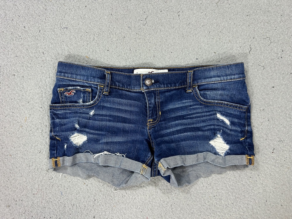 Y2K Hollister Shorts Womens 7 28 Denim Distressed Cutoff Low Rise Micro Cuffed